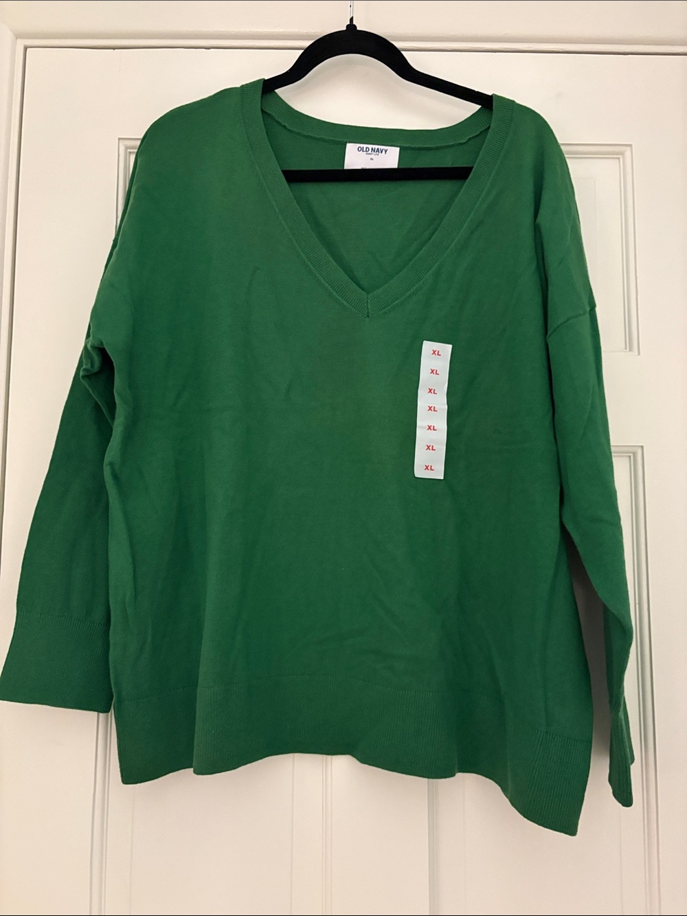 Old Navy Emerald Green Cotton V-Neck Pullover Sweater